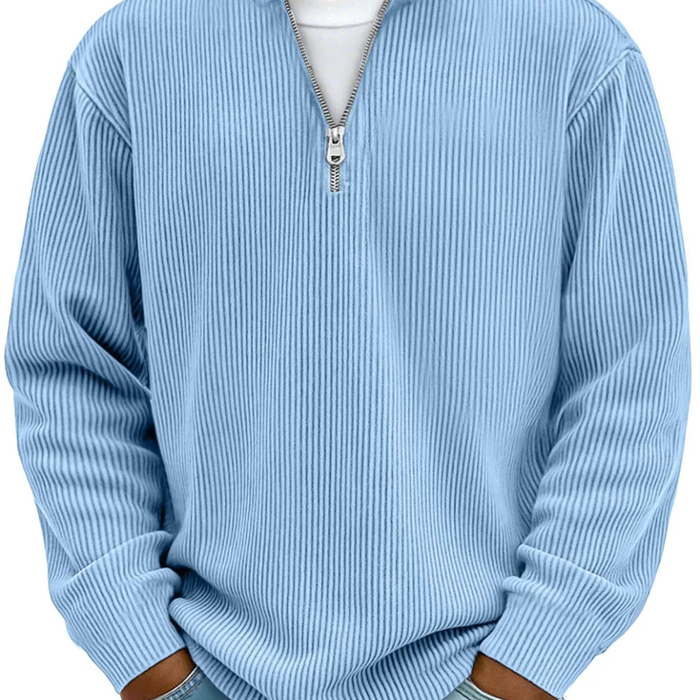 L'Atelier de Lyon | PULL CLASSIQUE EN MAILLE CÔTELÉE DEMI-ZIP POUR HOMME