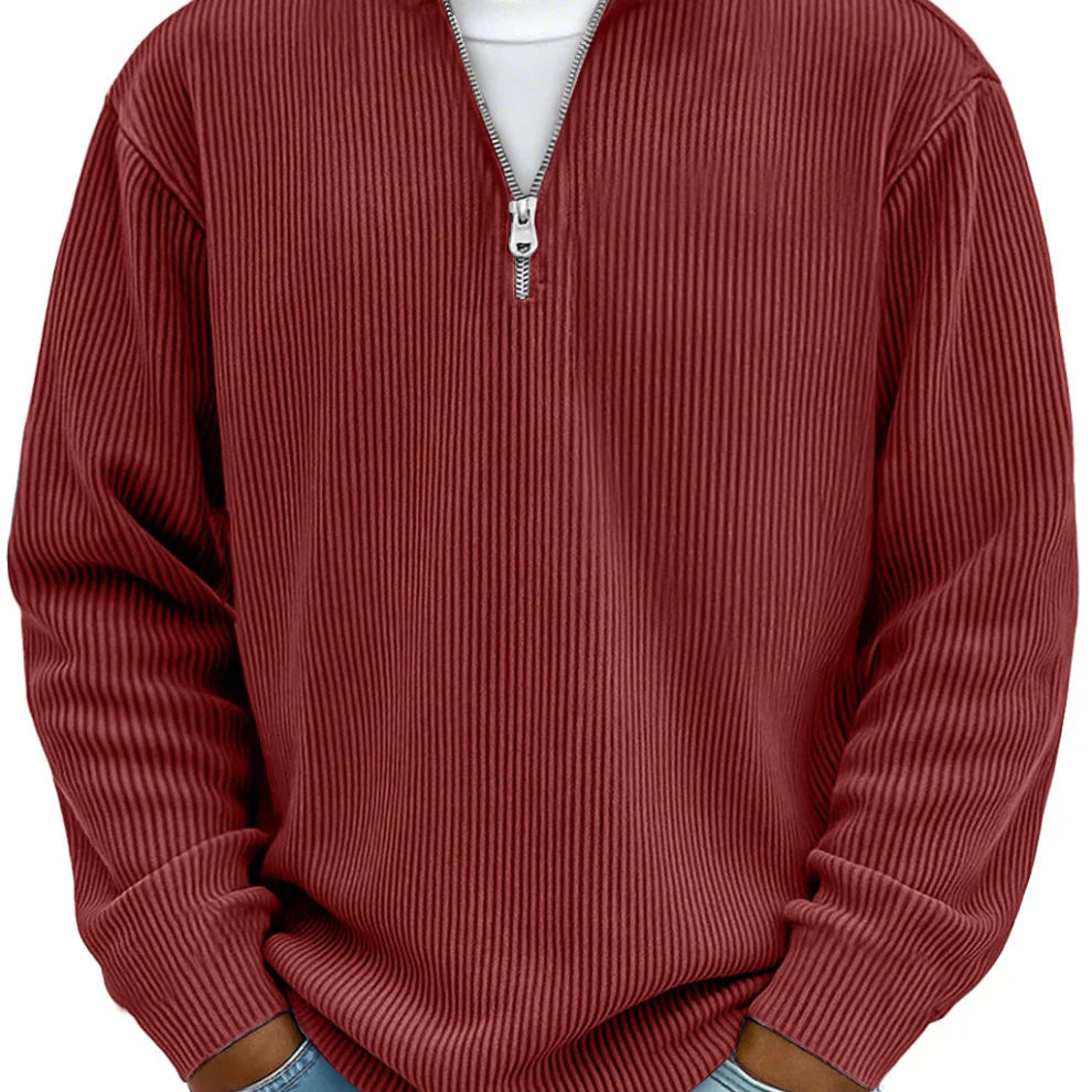 L'Atelier de Lyon | PULL CLASSIQUE EN MAILLE CÔTELÉE DEMI-ZIP POUR HOMME