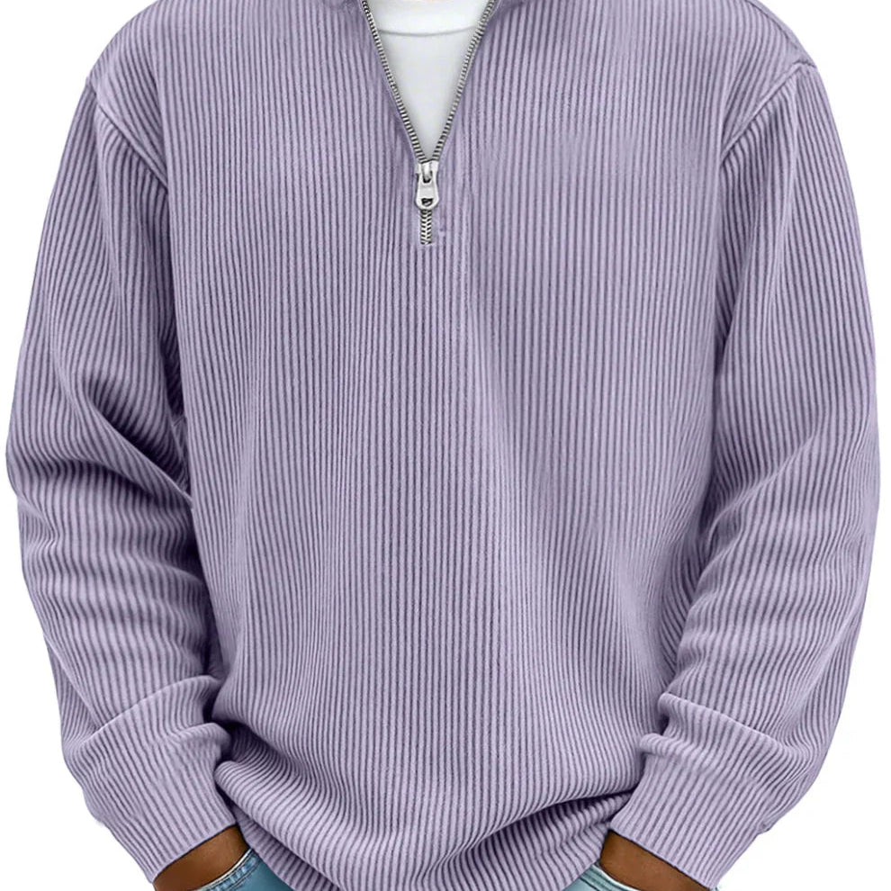 L'Atelier de Lyon | PULL CLASSIQUE EN MAILLE CÔTELÉE DEMI-ZIP POUR HOMME