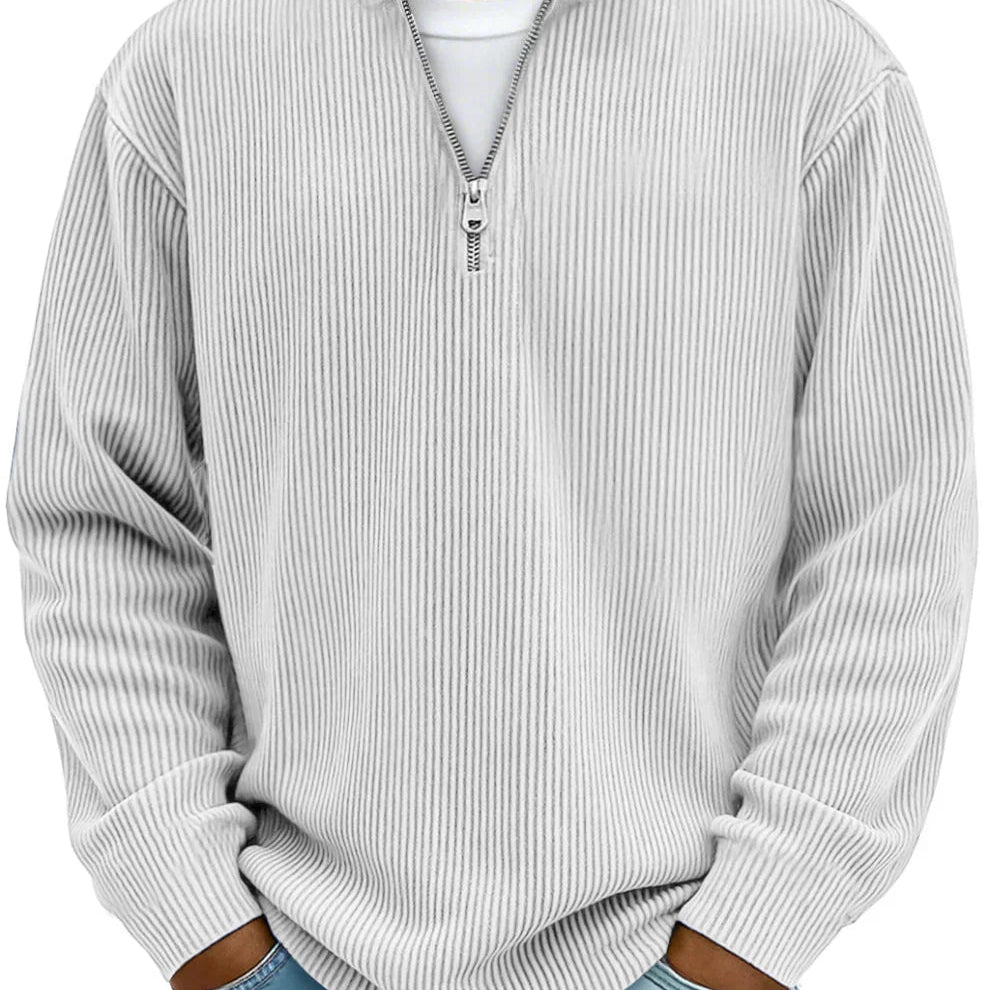 L'Atelier de Lyon | PULL CLASSIQUE EN MAILLE CÔTELÉE DEMI-ZIP POUR HOMME