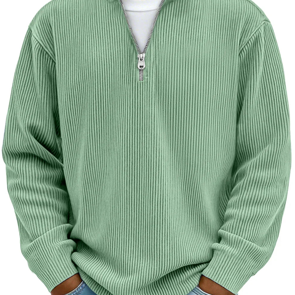 L'Atelier de Lyon | PULL CLASSIQUE EN MAILLE CÔTELÉE DEMI-ZIP POUR HOMME