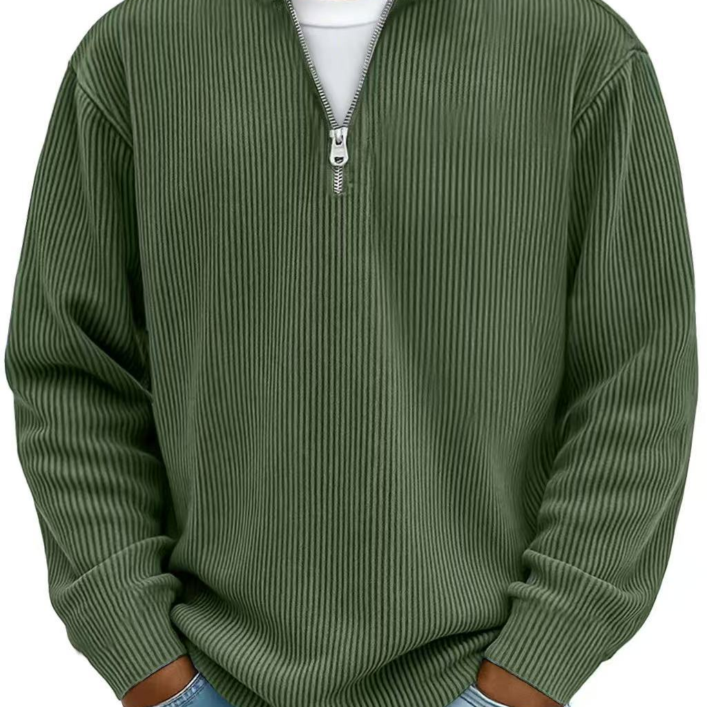 L'Atelier de Lyon | PULL CLASSIQUE EN MAILLE CÔTELÉE DEMI-ZIP POUR HOMME