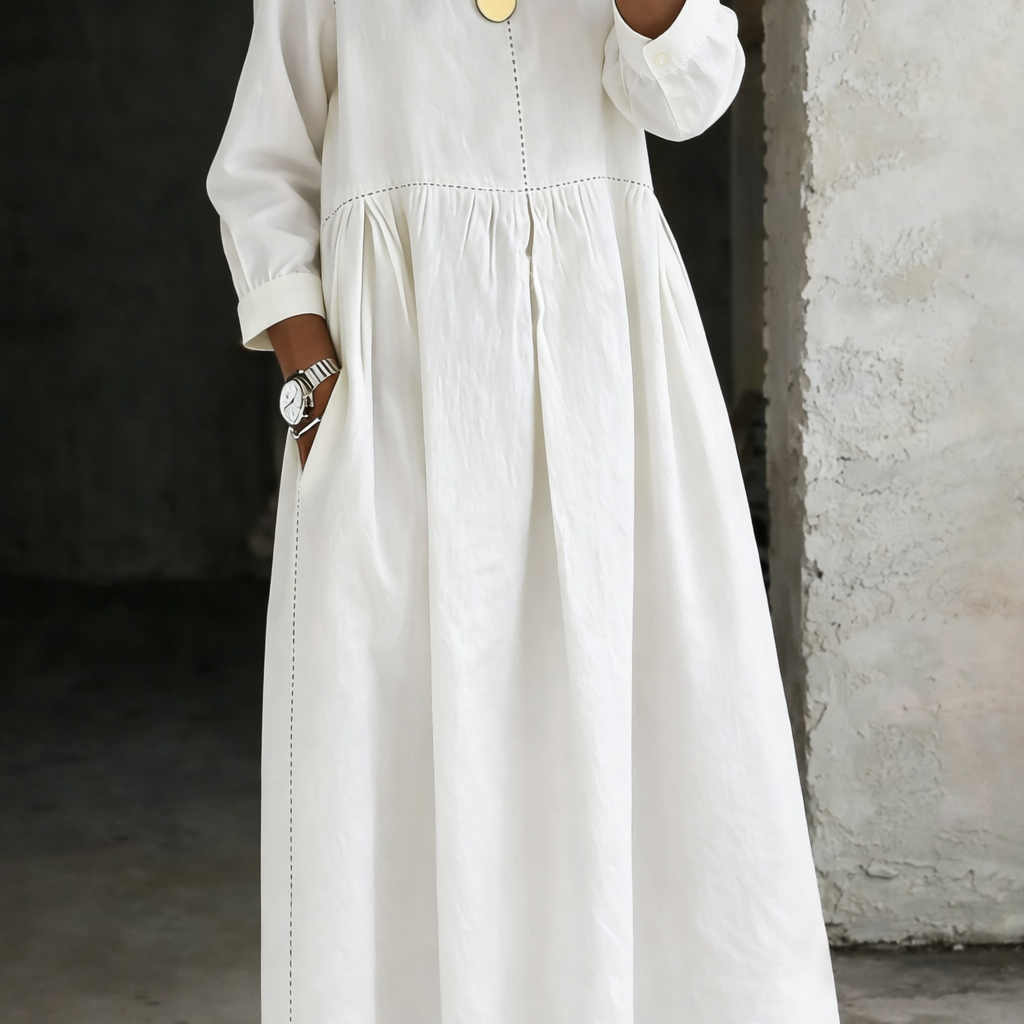L'Atelier de Lyon | Robe en jean col rond manches longues